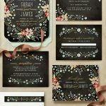 siyah çiçekli düğün davetiye örnekleri