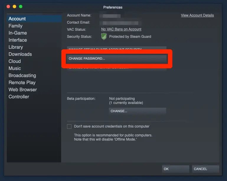 steam şifre değiştirme