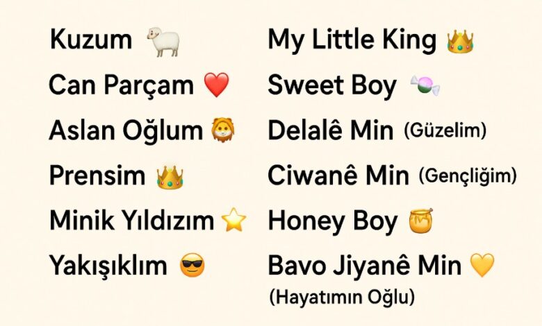 oğlumu telefona kaydetme isimleri